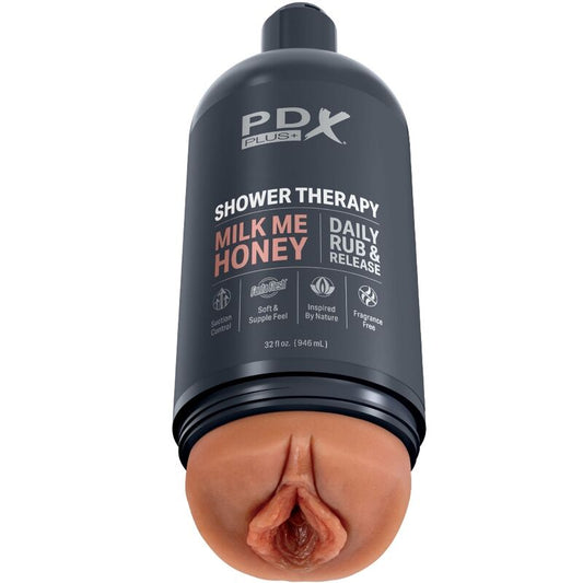PDX PLUS - MASTURBADOR STROKER DISEÑO DE BOTELLA DISCRETO MILK ME CHAMPÚ DE MIEL Y CARAMELO