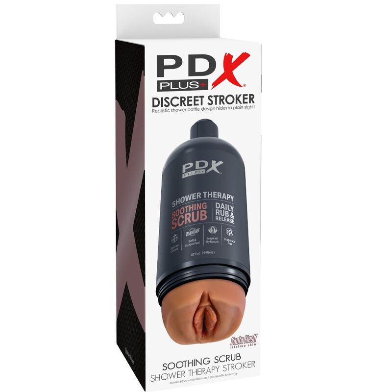PDX PLUS - MASTURBADOR STROKER DISEÑO DE BOTELLA DISCRETO EXFOLIANTE CALMANTE CHAMPÚ DE CARAMELO