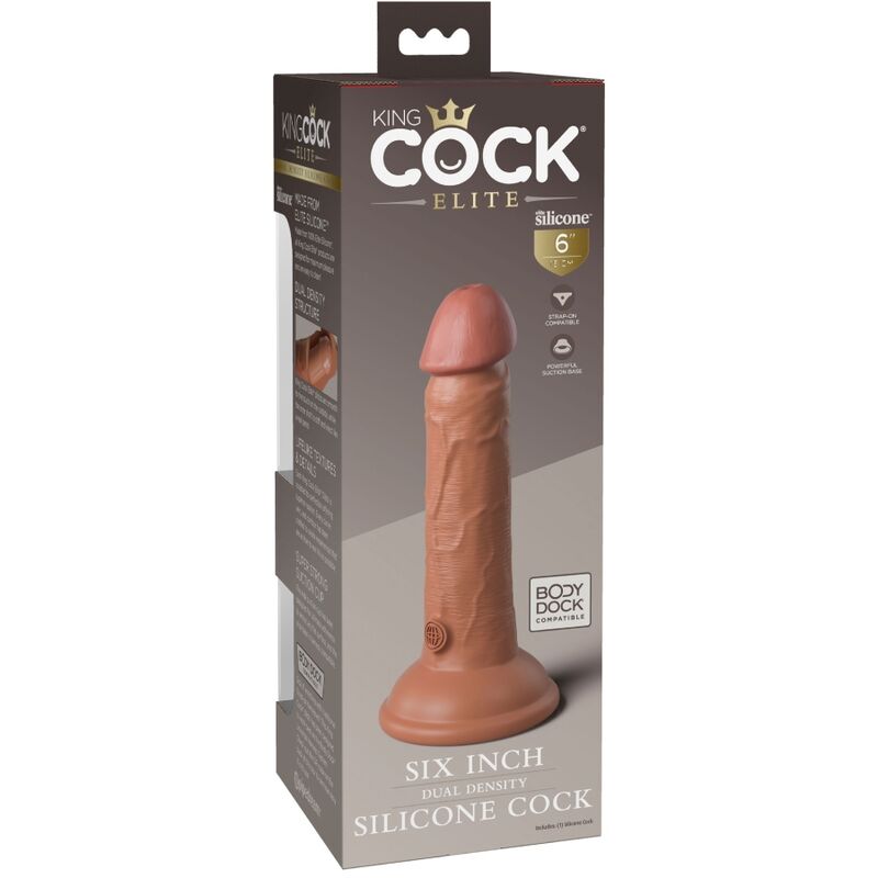 KING COCK - DILDO DE SILICONA REALISTA ELITE 15,2 CM CARAMELO