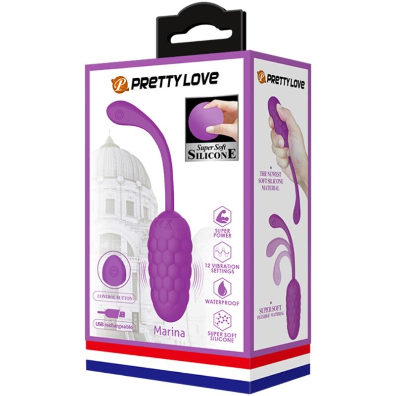 PRETTY LOVE - HUEVO VIBRADOR CON TEXTURA MARINA RECARGABLE MORADA