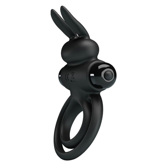 PRETTY LOVE - VIBRADOR III ANILLO CONEJO PARA PENE NEGRO