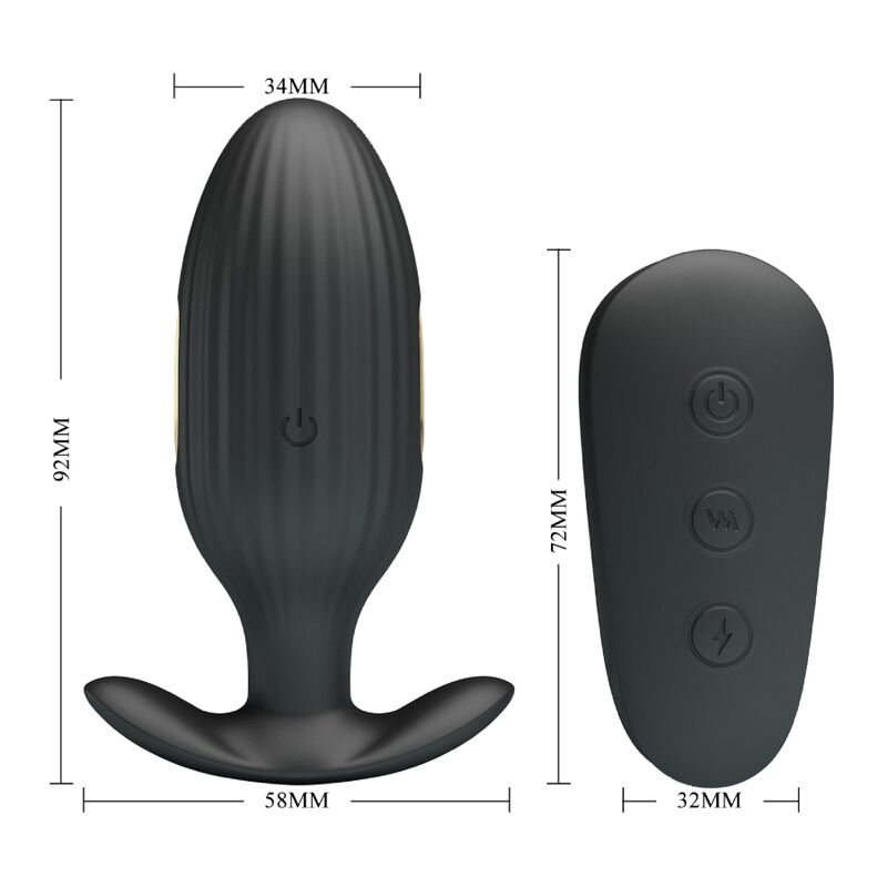PRETTY LOVE - VIBRADOR ANAL RECARGABLE KELLY PLUG NEGRO