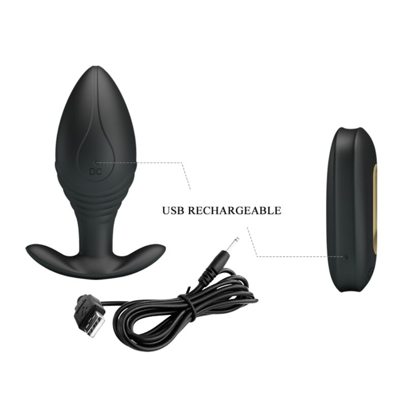 PRETTY LOVE - VIBRADOR ANAL REGINA RECARGABLE NEGRO