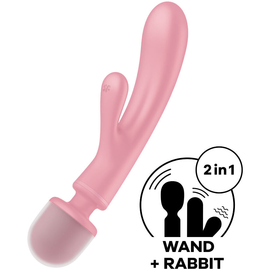 SATISFYER - MASAJEADOR VIBRADOR CONEJO TRIPLE LOVER ROSA