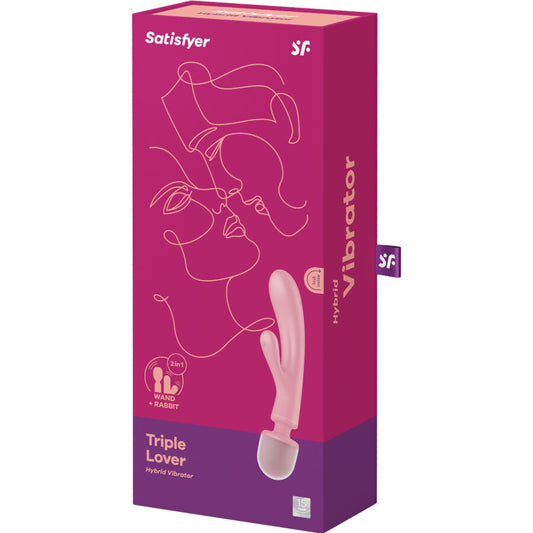 SATISFYER - MASAJEADOR VIBRADOR CONEJO TRIPLE LOVER ROSA