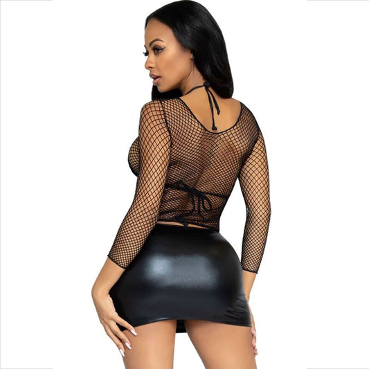 LEG AVENUE - CAMISETA DE MANGA LARGA DE RED NEGRA