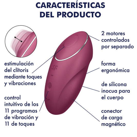 SATISFYER - TAP &amp; CLIMAX 1 VIBRADOR DE APLICACIÓN ROJO