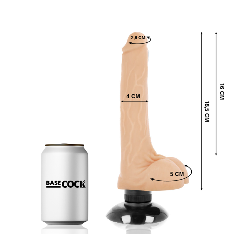 BASECOCK - VIBRADOR REALISTA 2-1 CARNE 18.5 CM -O- 4 CM