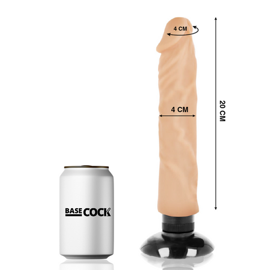 BASECOCK - VIBRADOR REALISTA 2-1 CARNE 20 CM -O- 4 CM