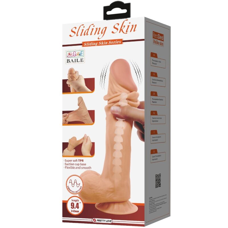 PRETTY LOVE - DILDO REALISTA SERIE PIEL DESLIZANTE CON VENTOSA DESLIZANTE CONTROL REMOTO CARNE 24 CM
