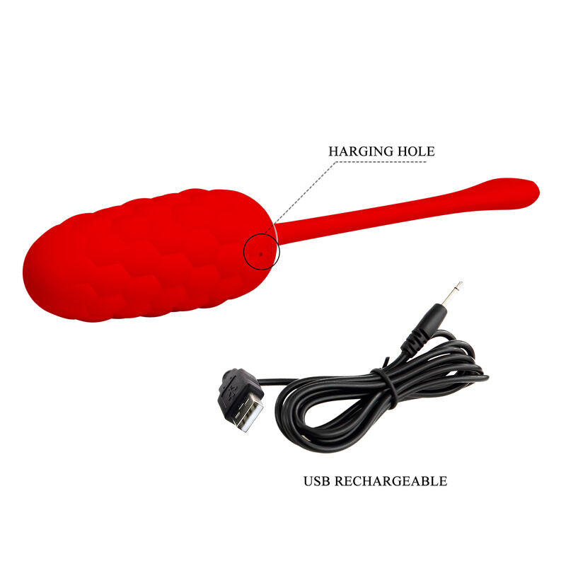 PRETTY LOVE - ŒUF VIBRANT À LA TEXTURE MARINE ROUGE RECHARGEABLE