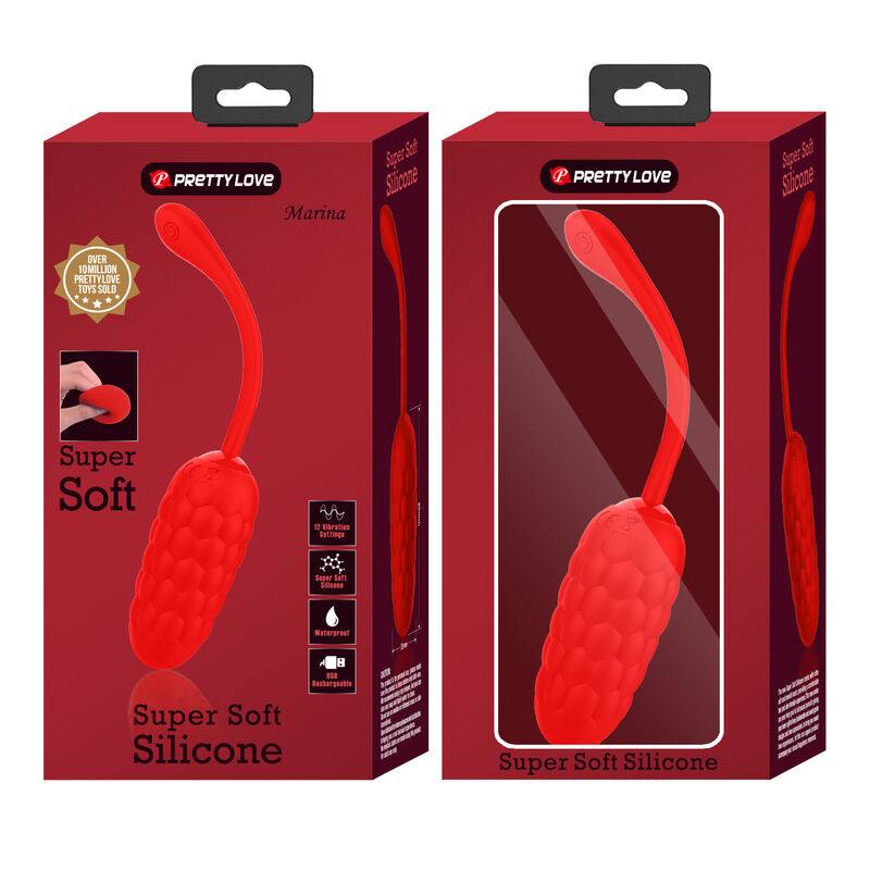 PRETTY LOVE - ŒUF VIBRANT À LA TEXTURE MARINE ROUGE RECHARGEABLE