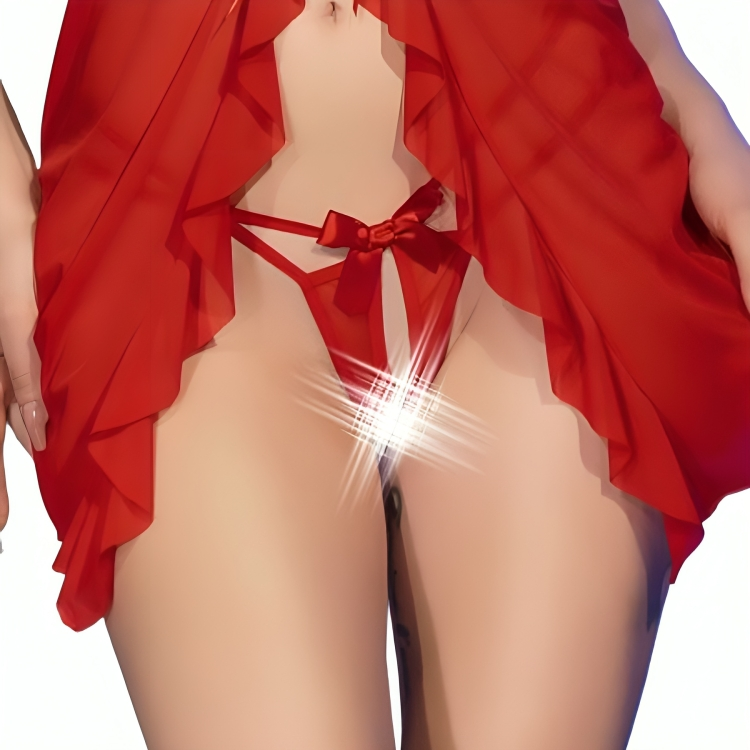 CHILIROSE - CR 4696 NUISETTE ET STRING OUVERT ROUGE L/XL