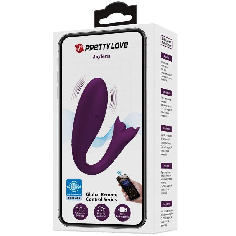 PRETTY LOVE - VIBRADOR JAYLEEN CON CONTROL REMOTO, COLOR MORADO