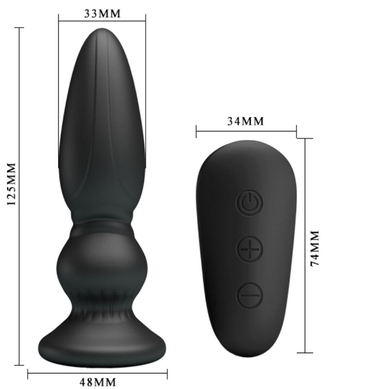 MR PLAY - POTENTE VIBRADOR CONTROL REMOTO PLUG ANAL NEGRO