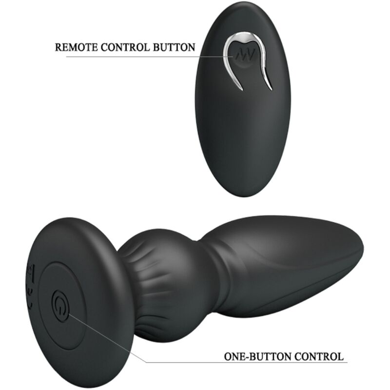 MR PLAY - POTENTE VIBRADOR CONTROL REMOTO PLUG ANAL NEGRO