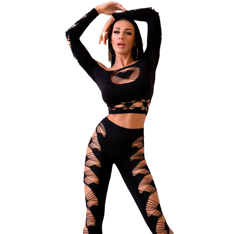 CHILIROSE - CR 4436 TOP &amp; LEGGINS NOIR S/L