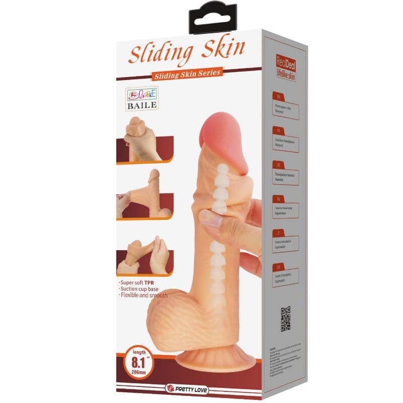 PRETTY LOVE - DILDO REALISTA SERIE PIEL DESLIZANTE CON VENTOSA DESLIZANTE 20,6 CM