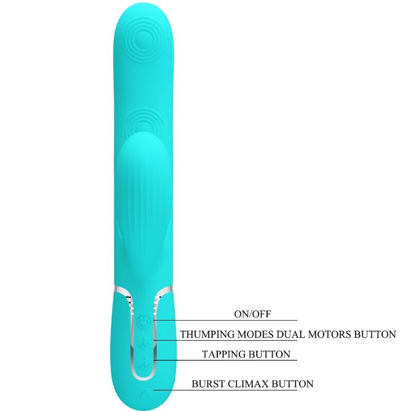 PRETTY LOVE - VIBRADOR MULTIFUNCIÓN 3 EN 1 PERLITA PUNTO G VERDE AGUA