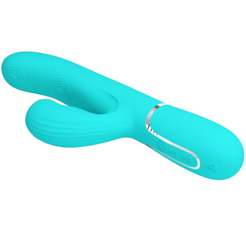 PRETTY LOVE - VIBRADOR MULTIFUNCIÓN 3 EN 1 PERLITA PUNTO G VERDE AGUA