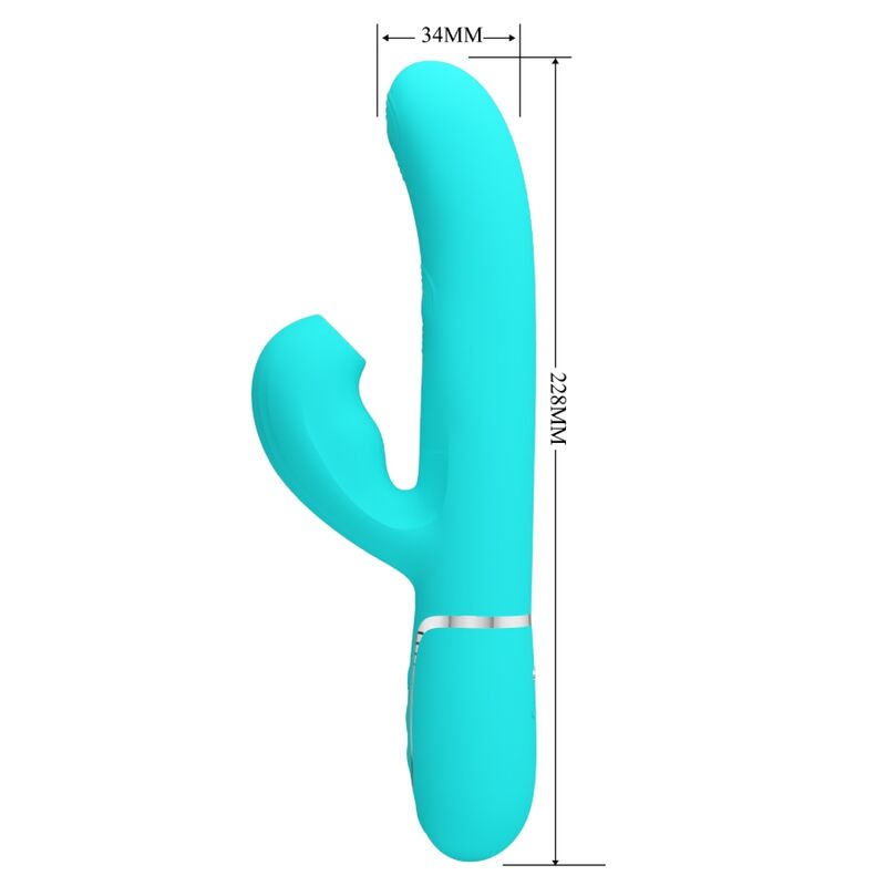 PRETTY LOVE - VIBRADOR MULTIFUNCIÓN 3 EN 1 PERLITA PUNTO G VERDE AGUA