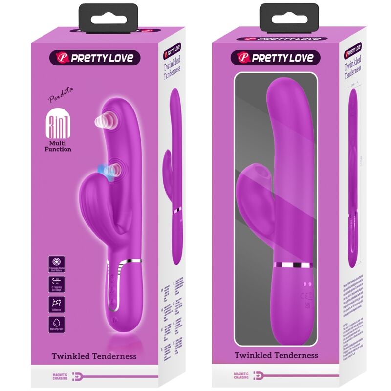 PRETTY LOVE - VIBRADOR PERLITA MULTIFUNCIÓN 3 EN 1 PUNTO G VIOLETA