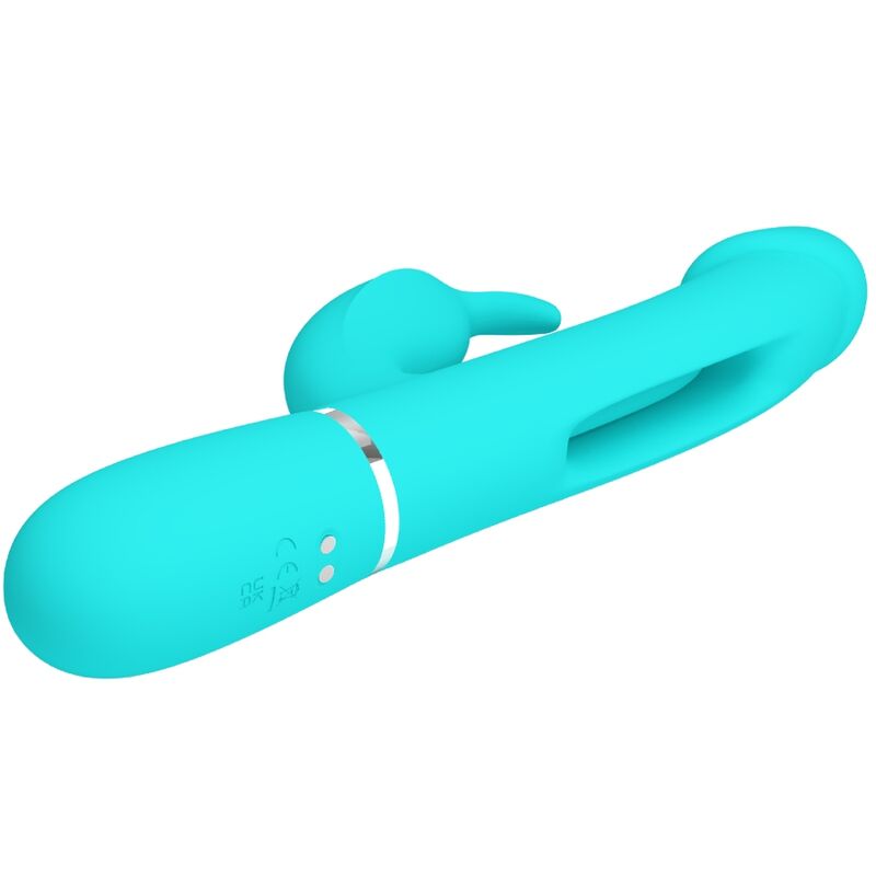 PRETTY LOVE - KAMPAS RABBIT VIBRATEUR MULTIFONCTION 3 EN 1 AVEC LANGUE VERT AQUA