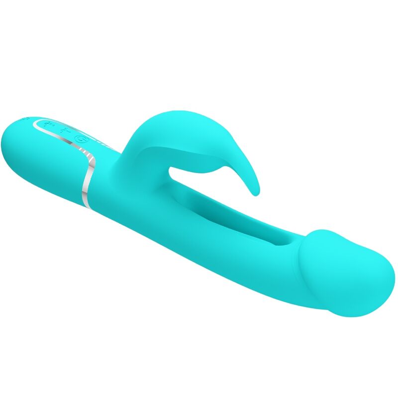 PRETTY LOVE - KAMPAS RABBIT VIBRATEUR MULTIFONCTION 3 EN 1 AVEC LANGUE VERT AQUA