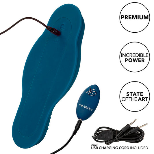 CALEXOTICS - MASAJEADOR DE JINETE DOBLE MOTOR CONTROL REMOTO AZUL