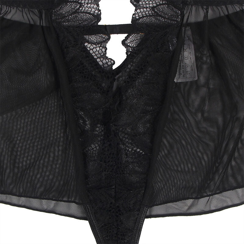 SUBBLIME - TEDDY COL NU DOS NU DENTELLE NOIR L/XL