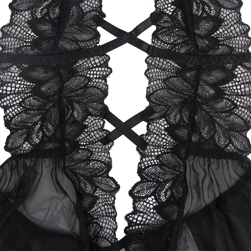SUBBLIME - TEDDY COL NU DOS NU DENTELLE NOIR L/XL
