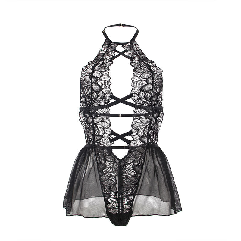 SUBBLIME - TEDDY COL NU DOS NU DENTELLE NOIR L/XL