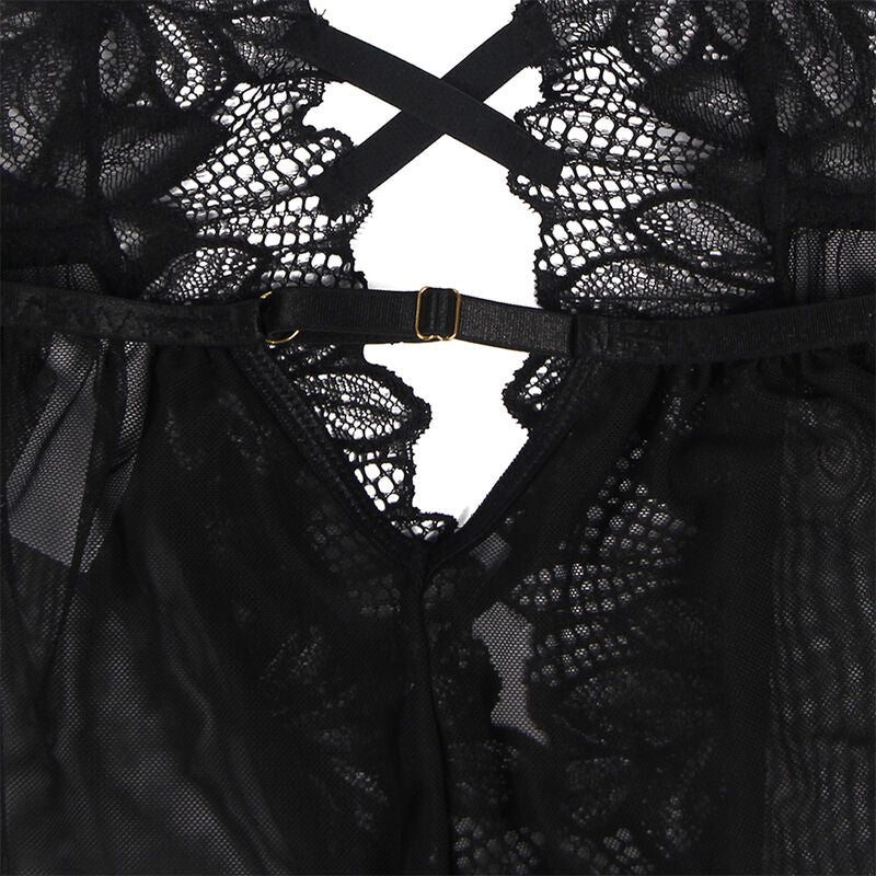 SUBBLIME - TEDDY COL NU DOS NU DENTELLE NOIR L/XL