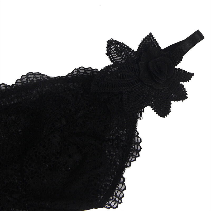 SUBBLIME - BABYDOLL TULLE AVEC DENTELLE ET DÉTAIL FLEURI NOIR L/XL