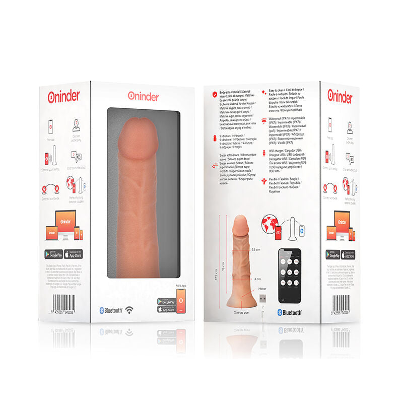 ONINDER - PETIT GODE VIBRATEUR BOGOTÁ 9 VITESSES NATUREL 17,5 CM -O- 4 CM - APPLICATION GRATUITE
