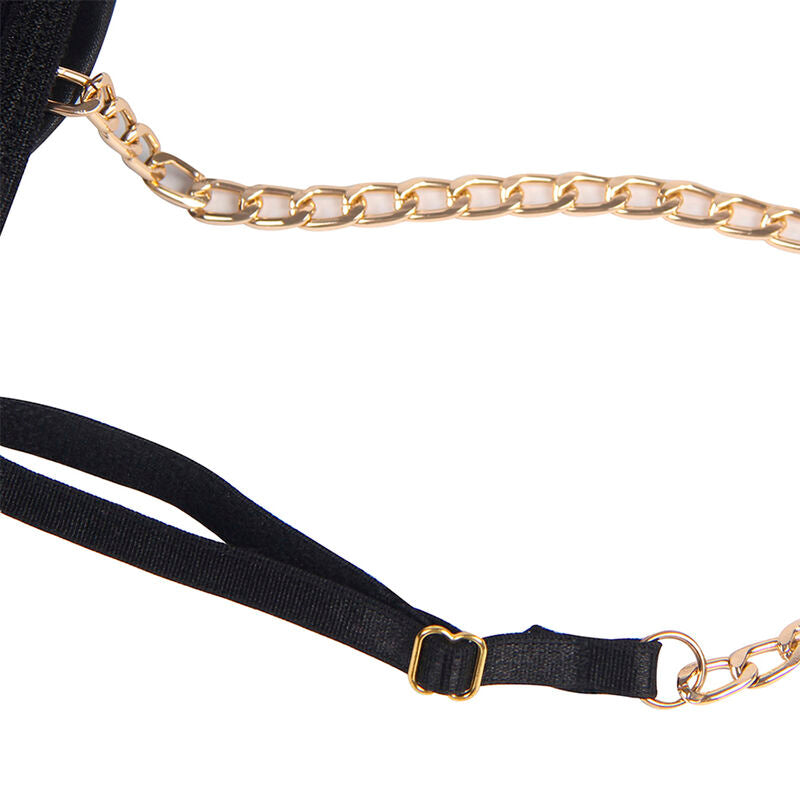 SUBBLIME - BLACK CHAIN SUSPENDERS BODYSUIT L/XL