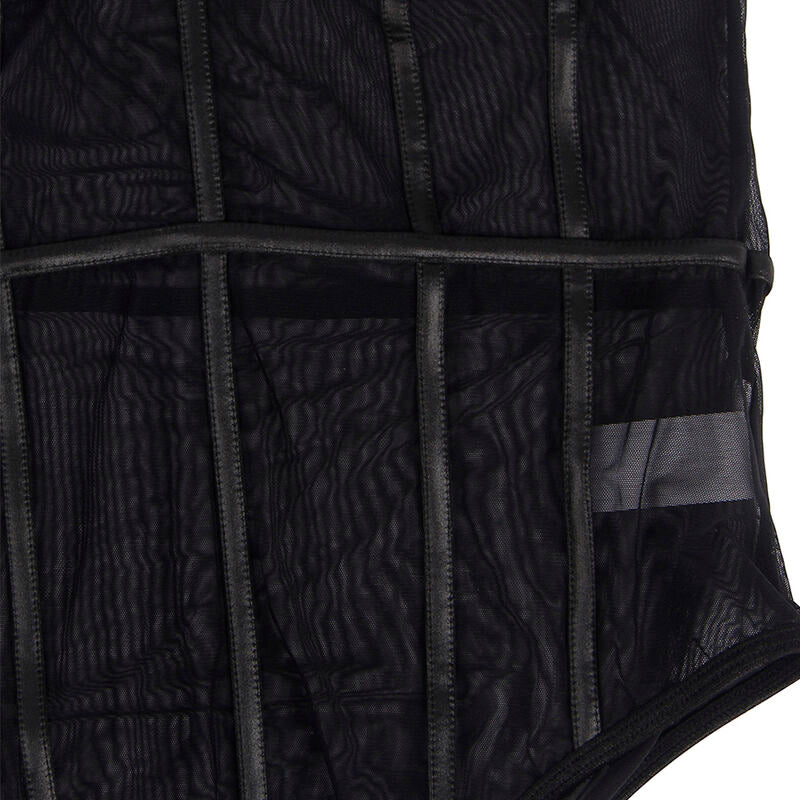 SUBBLIME - BLACK CHAIN SUSPENDERS BODYSUIT L/XL