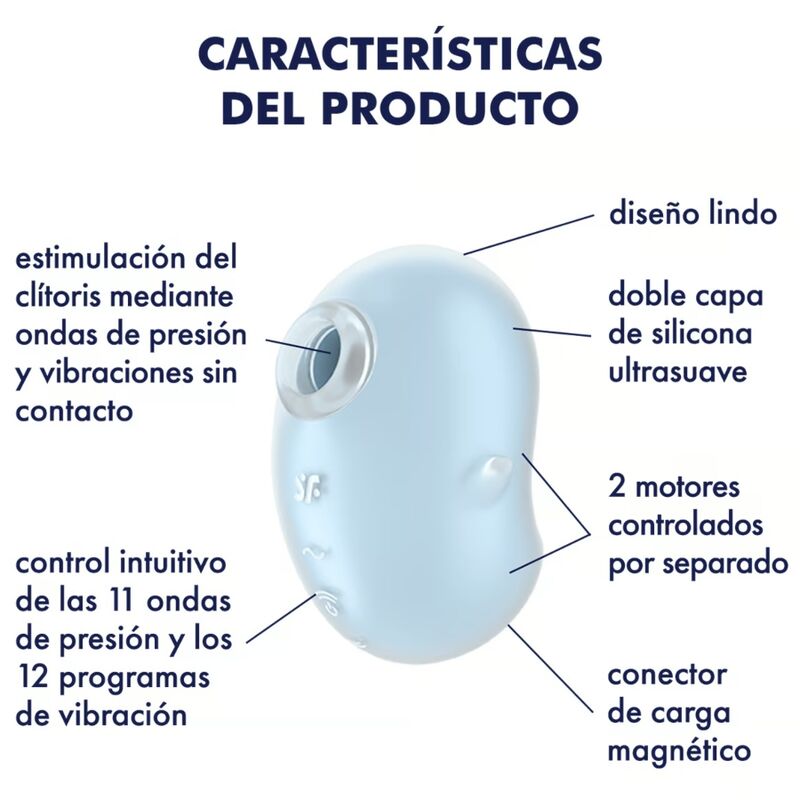 SATISFYER - CUTIE GHOST VIBRADOR DE APLICACIÓN AZUL CLARO