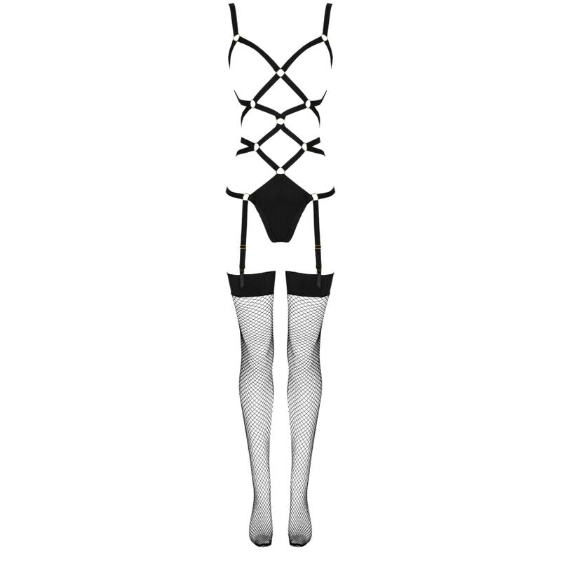 LIVCO CORSETTI FASHION - THIARA LC 20213 CONJUNTO BODY + MEDIAS NEGRO L/XL