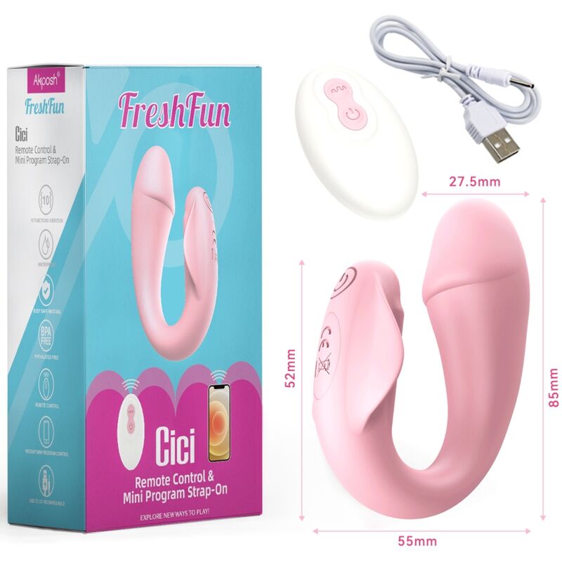 ARMONY - FRESHFUN CICI VIBRADOR CON CABLE CONTROL REMOTO Y APP 10 VIBRACIONES ROSA
