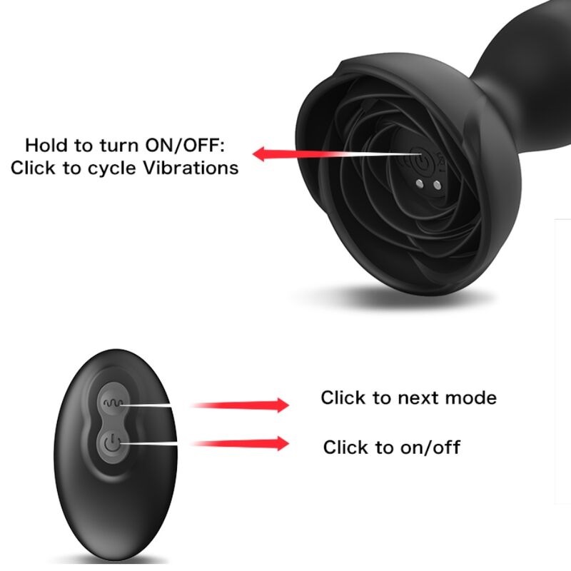 ARMONY - EXTREME A BLOOM ROSE VIBRADOR Y PLUG ANAL CONTROL REMOTO NEGRO