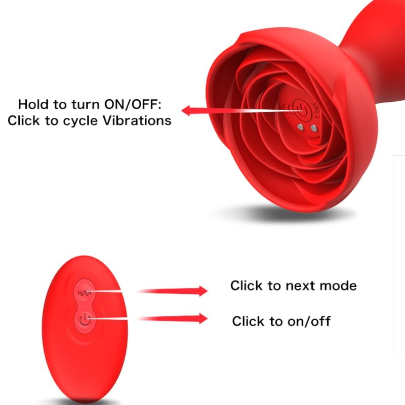 ARMONY - EXTREME A BLOOM ROSE VIBRADOR Y PLUG ANAL CONTROL REMOTO ROJO