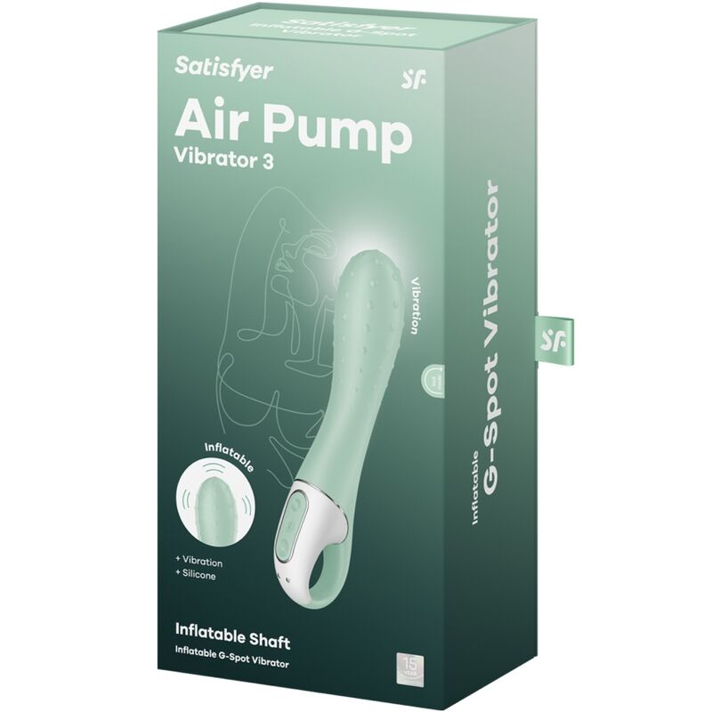 SATISFYER - VIBRATEUR À POMPE À AIR 3 POINTS GONFLABLES MENTHE