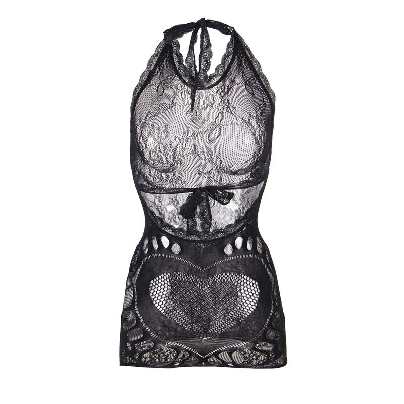 SUBBLIME - 952075 VESTIDO CORTO DE RED CON ESPALDA Y DETALLE DE CORAZÓN NEGRO TALLA ÚNICA