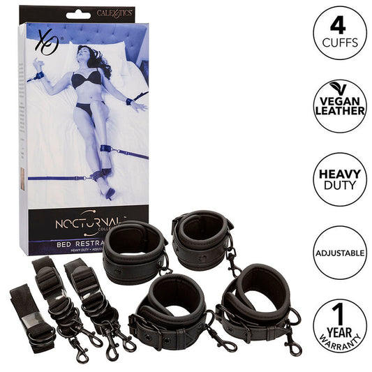 CALEXOTICS - SISTEMA DE SUJECIÓN DE CAMA NOCTURNO DE CUERO AJUSTABLE NEGRO