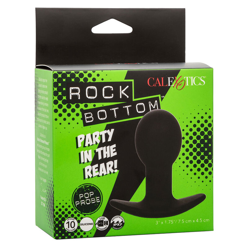 CALEXOTICS - PLUG ANAL ROCK BOTTOM 10 VIBRACIONES SILICONA NEGRO