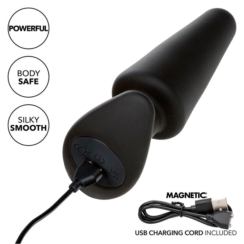 CALEXOTICS - PLUG ANAL CÓNICO ROCK BOTTOM 10 VIBRACIONES SILICONA NEGRO