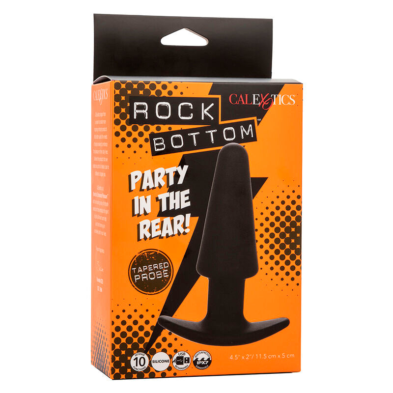 CALEXOTICS - PLUG ANAL CÓNICO ROCK BOTTOM 10 VIBRACIONES SILICONA NEGRO