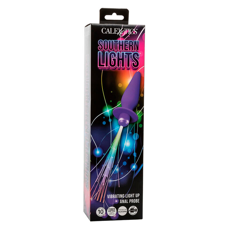 CALEXOTICS - PLUG ANAL ILUMINADO SOUTHERN LIGHTS 10 VIBRACIONES SILICONA MORADO