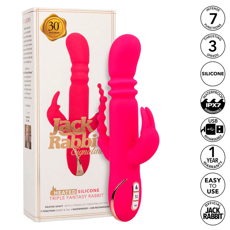 CALEXOTICS - JACK FANTASY TRIPLE VIBRATEUR CHAUFFANT RABBIT ROSE